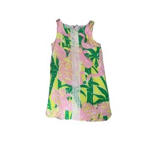 Girls Lilly Pulitzer Pink Flamingo Shift Dress Sz 6 Cotton Coastal Preppy